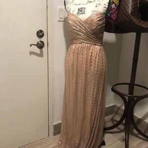 Amsale rosegoldsequin sweetheart full length dress